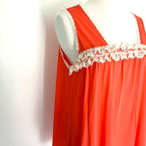 Vintage 60’s Sears mod orange cream lace chemise slip nightie & panties set - Picture 2 of 11